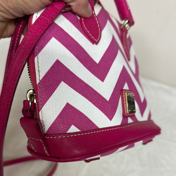 Dooney & Bourke Pink and White Crossbody Bag with Chevron Pattern - Picture 15 of 15